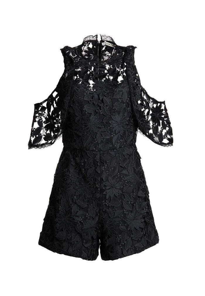 JUNIE COLD SHLDR RUFFLE ROMPER - BLACK