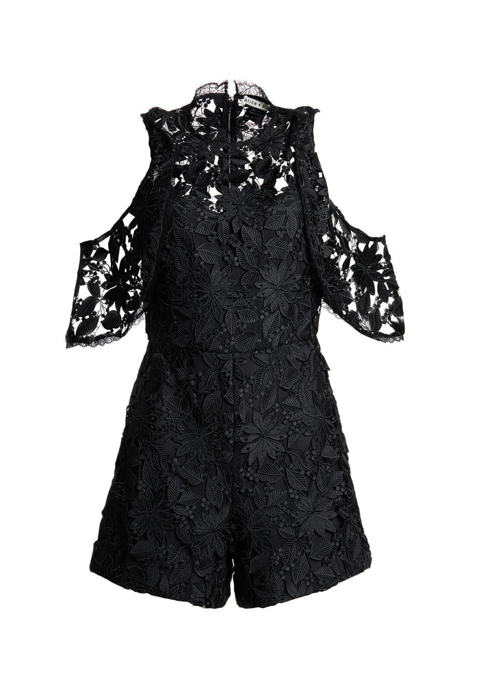 JUNIE COLD SHLDR RUFFLE ROMPER - BLACK