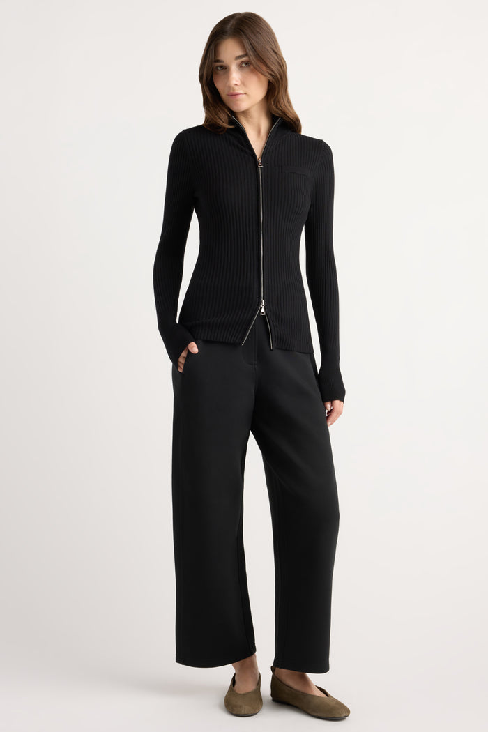 Renée | Kaine Ribbed Two-Way Zip Sweater in Size Small