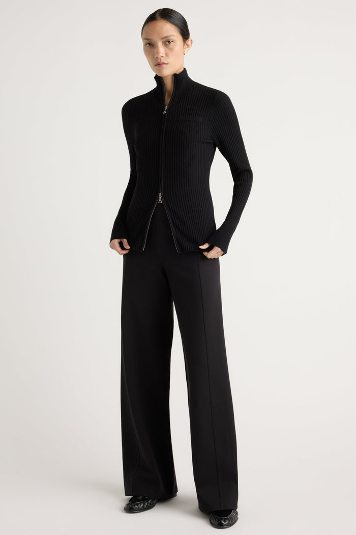 Charlotte | Kaine Ribbed Two-Way Zip Sweater in Size Small