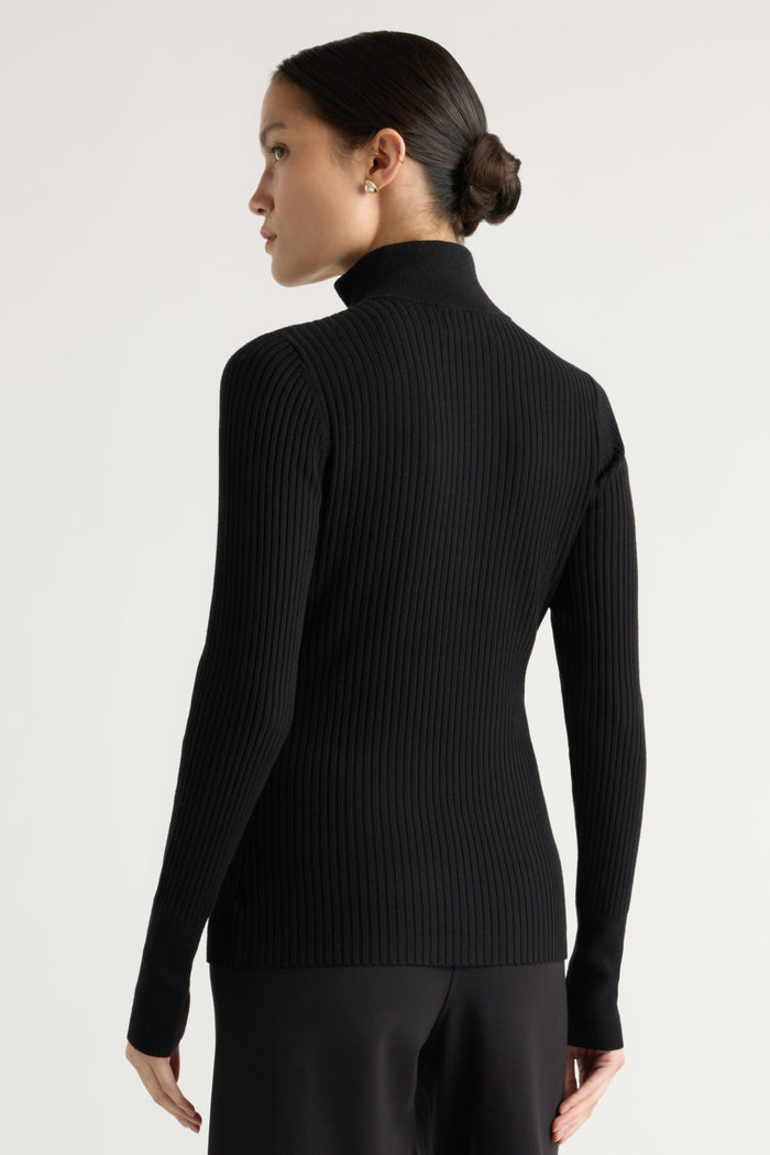 Charlotte | Kaine Ribbed Two-Way Zip Sweater in Size Small