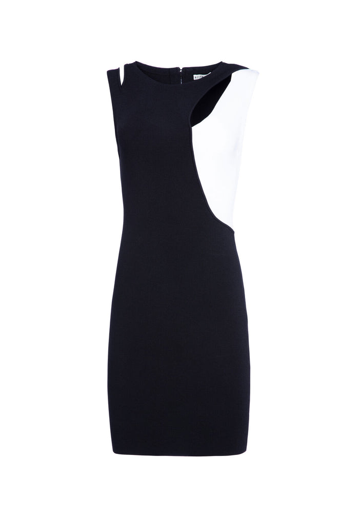 KARLA COLOR BLOCK MINI DRESS - BLACK/WHITE