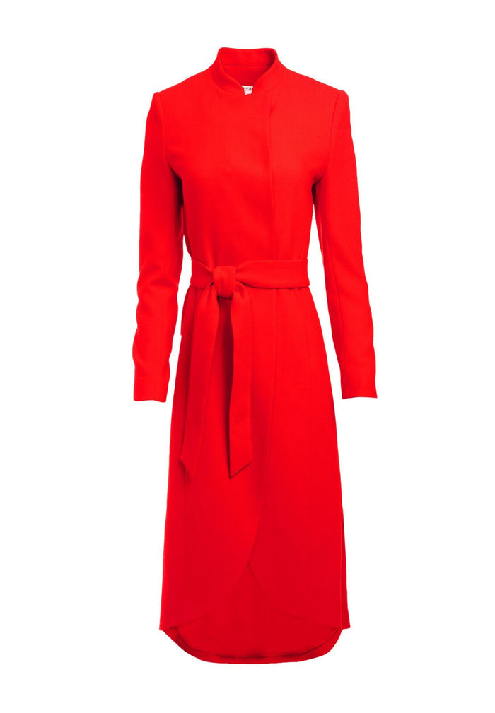KARLEY MOCK NK WRAP COAT - CHERRY