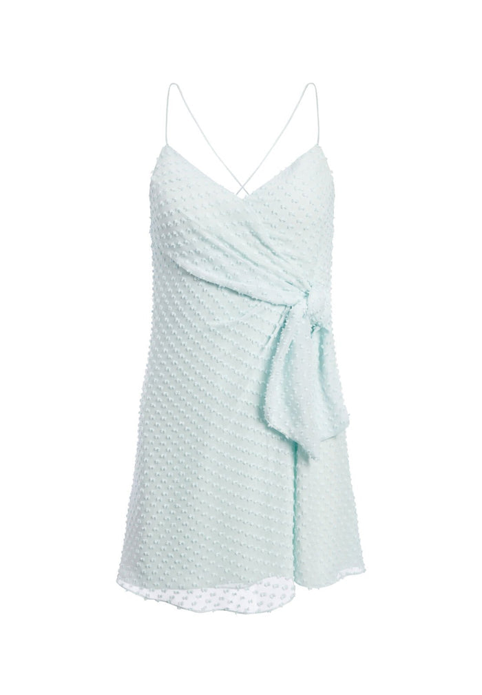 KATIE TIE WRAP MINI DRESS - VENUS BLUE