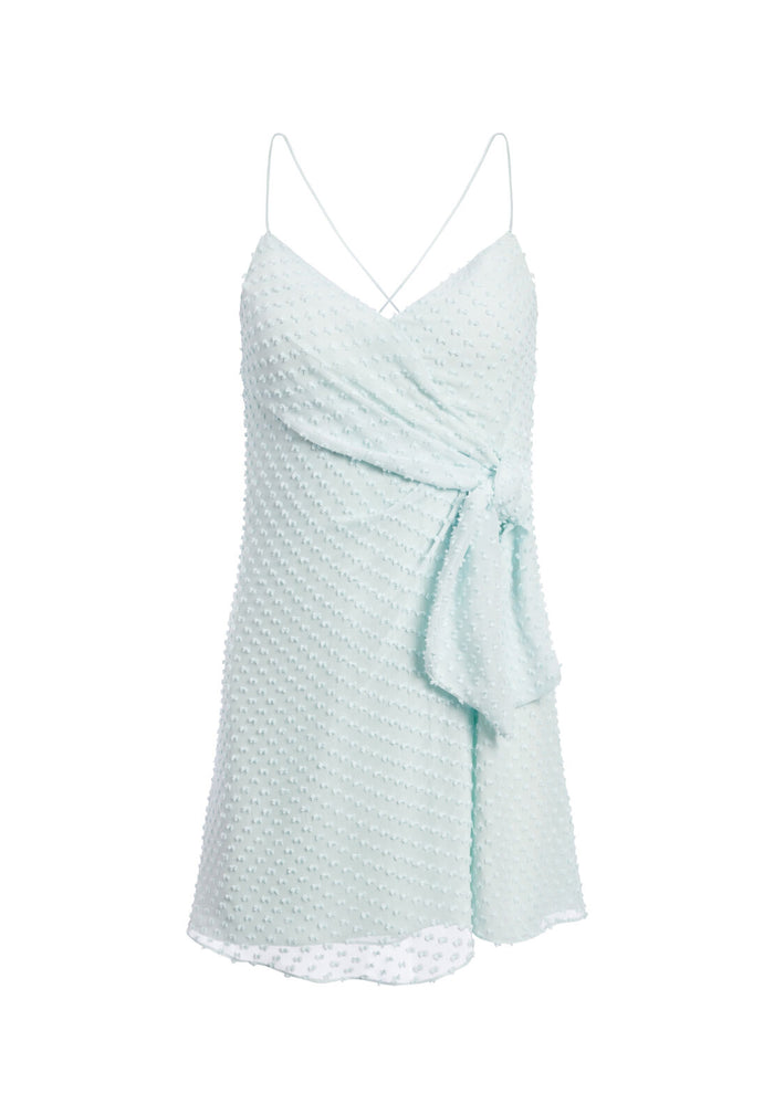 KATIE TIE WRAP MINI DRESS - VENUS BLUE