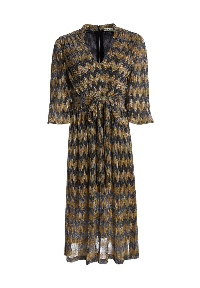 KATINA METALLIC MIDI DRESS - SILVER/GOLD
