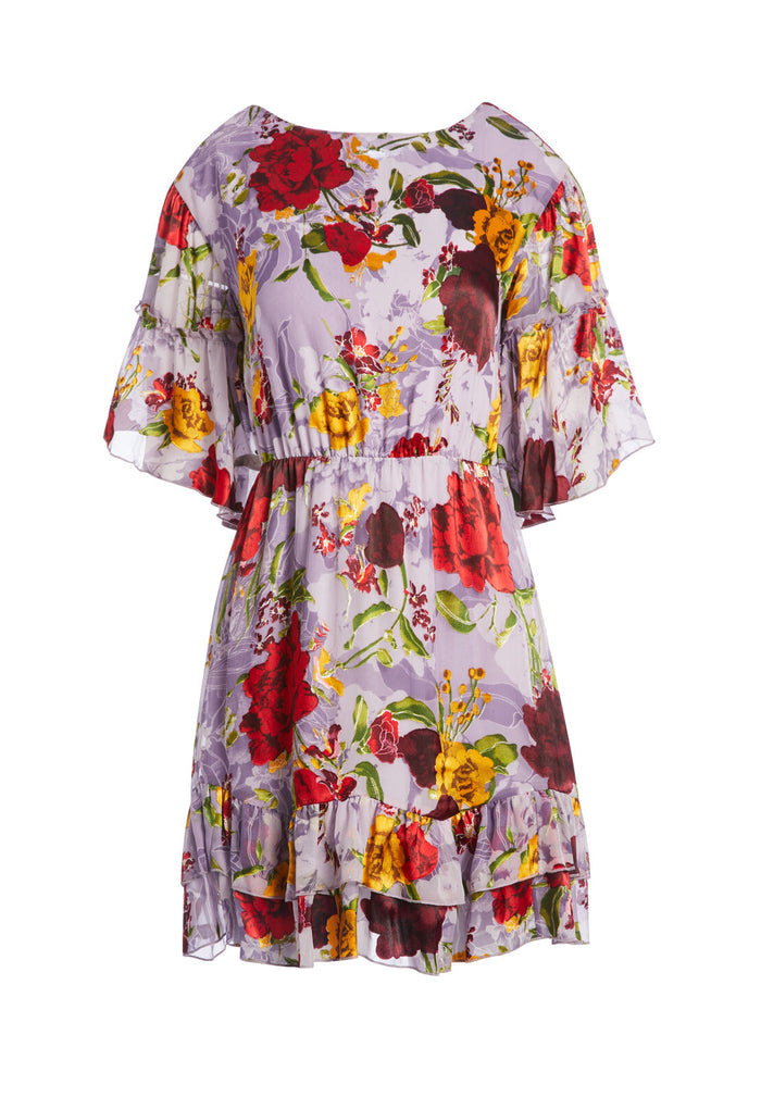 KATRINA BELL SLV RUFFLE DRESS - WATER LOTUS LAVENDER