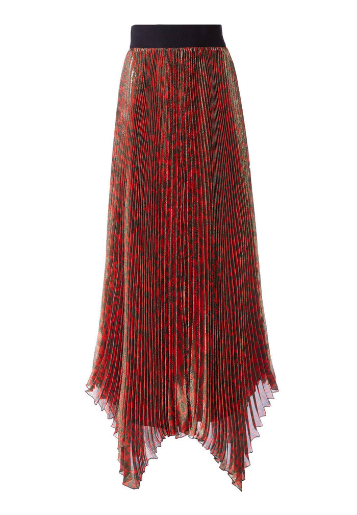 KATZ PLEATED MAXI SKIRT - RED/BLACK