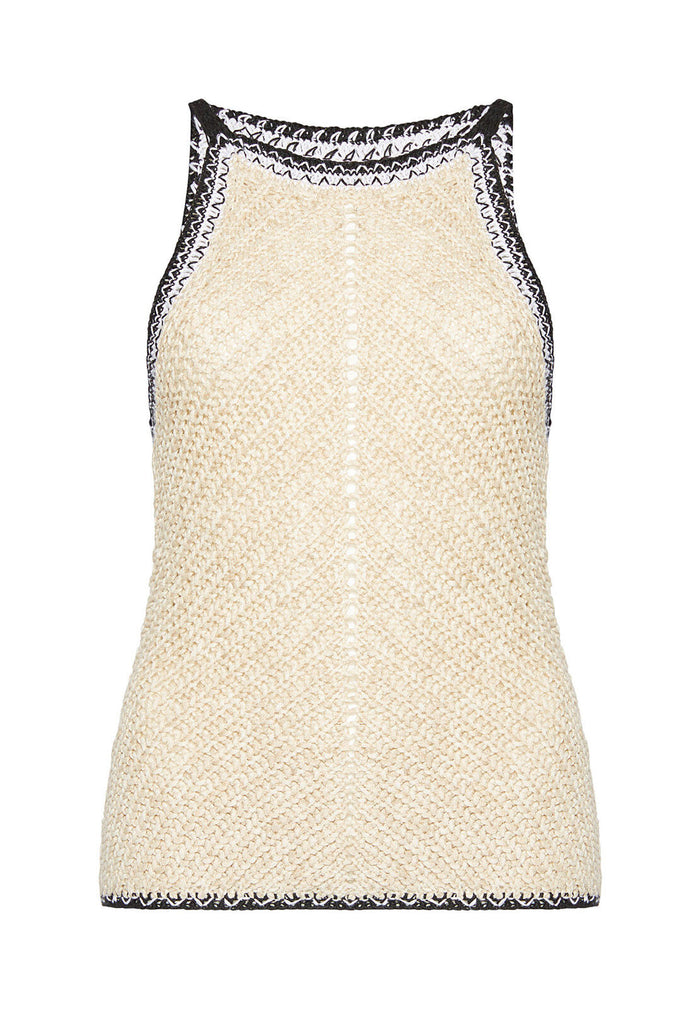 KAYDEN COLOR BLOCKED HALTER - NATURAL/BLACK/WHITE