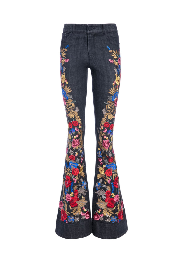 KAYLEIGH HIGH WAIST BELL JEAN - WASHED BLACK/MULTI