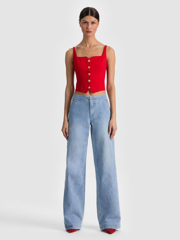 KELCEY BUTTON FRONT TOP - CHILI PEPPER