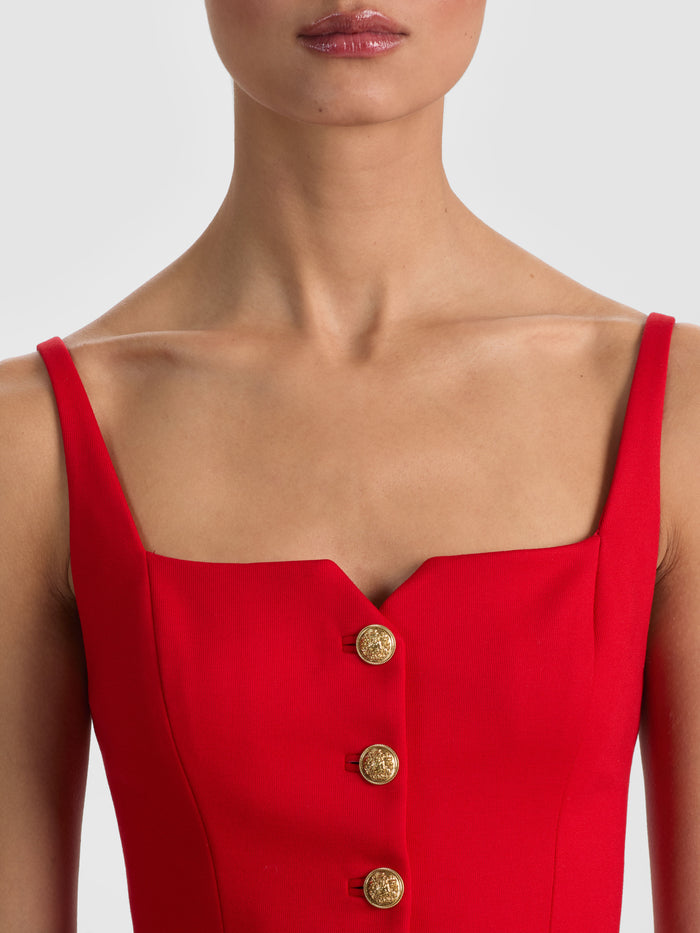 KELCEY BUTTON FRONT TOP - CHILI PEPPER