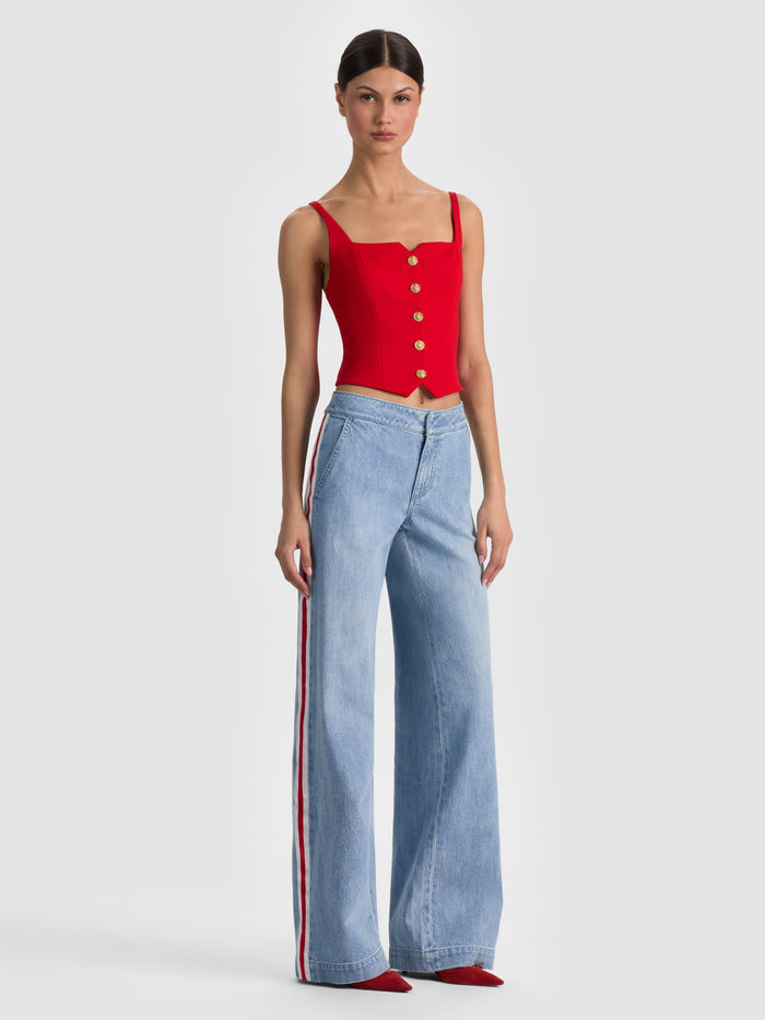 KELCEY BUTTON FRONT TOP - CHILI PEPPER