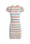KELLIN RUFFLE SLV SWTR DRESS - NATURAL/MULTI