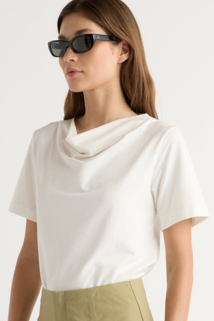 Renée | Kendra Organic Cotton Cowl-Neck Tee in Size Extra Small