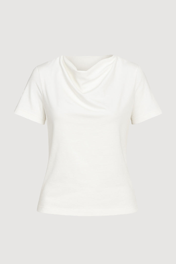 Renée | Kendra Organic Cotton Cowl-Neck Tee in Size Extra Small - Flat