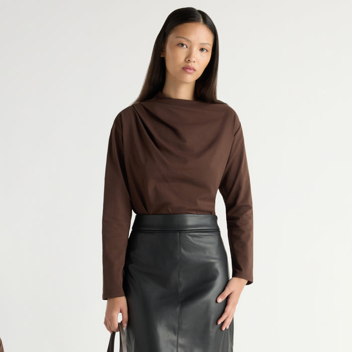 Kenira Asymmetric-Neck Long-Sleeve Tee