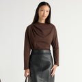 Kenira Asymmetric-Neck Long-Sleeve Tee