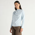 May-Li | Kenira Asymmetric-Neck Long-Sleeve Tee in Size Small