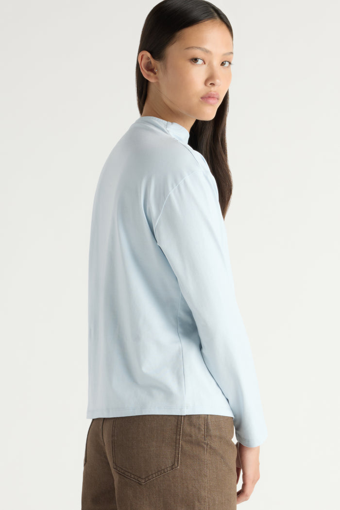 May-Li | Kenira Asymmetric-Neck Long-Sleeve Tee in Size Small