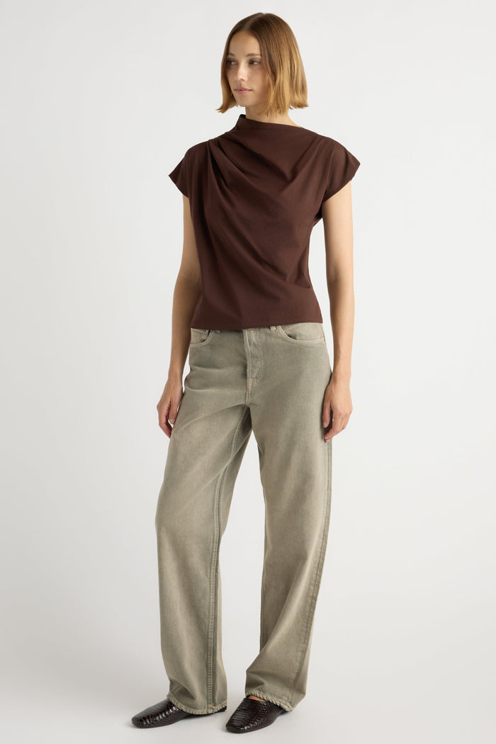 Mali | Kenny Asymmetric-Neck Tee in Size Small