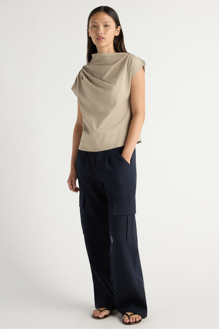 May-Li | Kenny Asymmetric-Neck Tee in Size Small