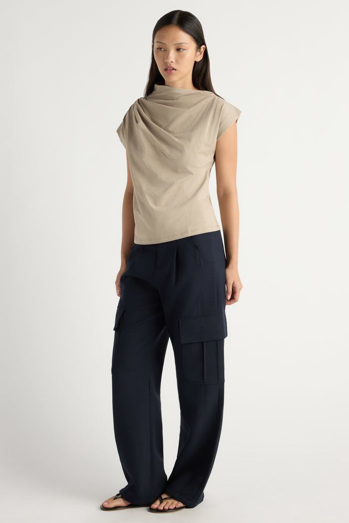 May-Li | Kenny Asymmetric-Neck Tee in Size Small