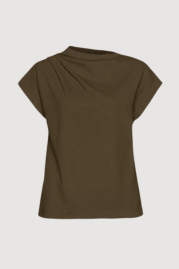 Renée | Kenny Asymmetric-Neck Tee in Size Extra Small  - Flat
