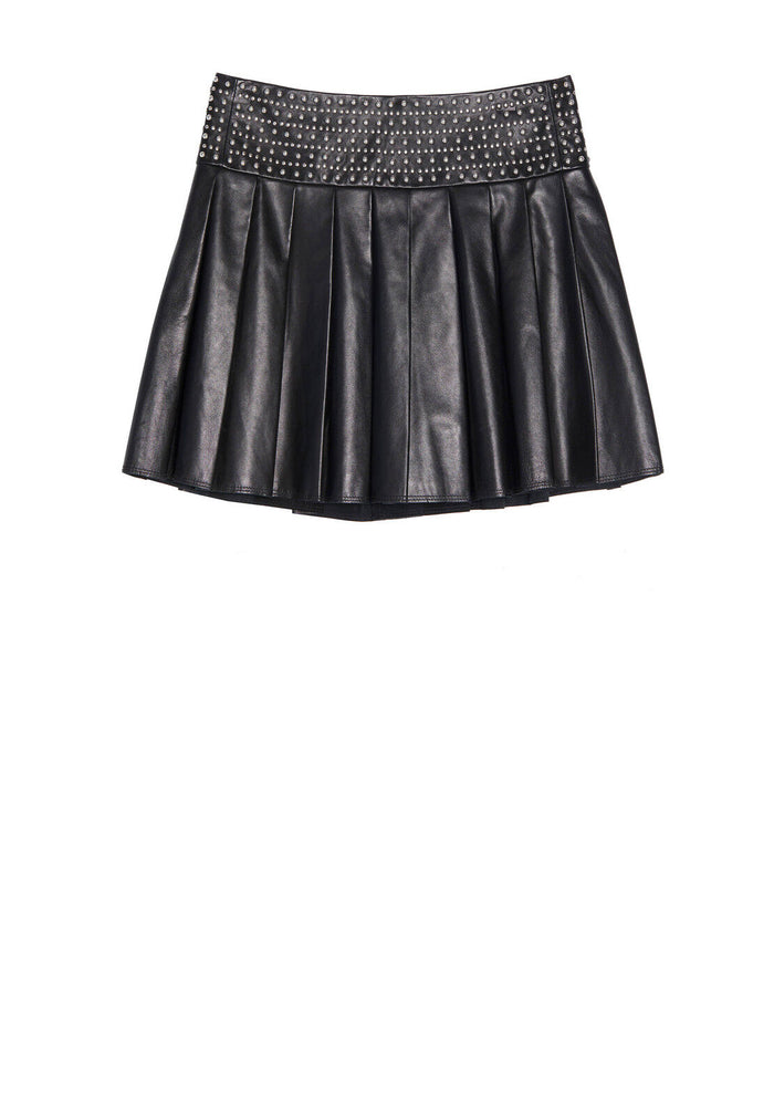 KIMI WWB BX PLT STD LTHR SKRT - BLACK