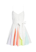 KIMMY SHORT GODET DRESS - OFF WHITE/MULTI
