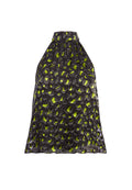 KINSLEY GATHERED HALTER TOP - ABSTRACT LEOPARD ELCTRIC GREEN