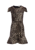 KIRBY LEOPARD RUFFLE MINI DRESS - BROWN MULTI