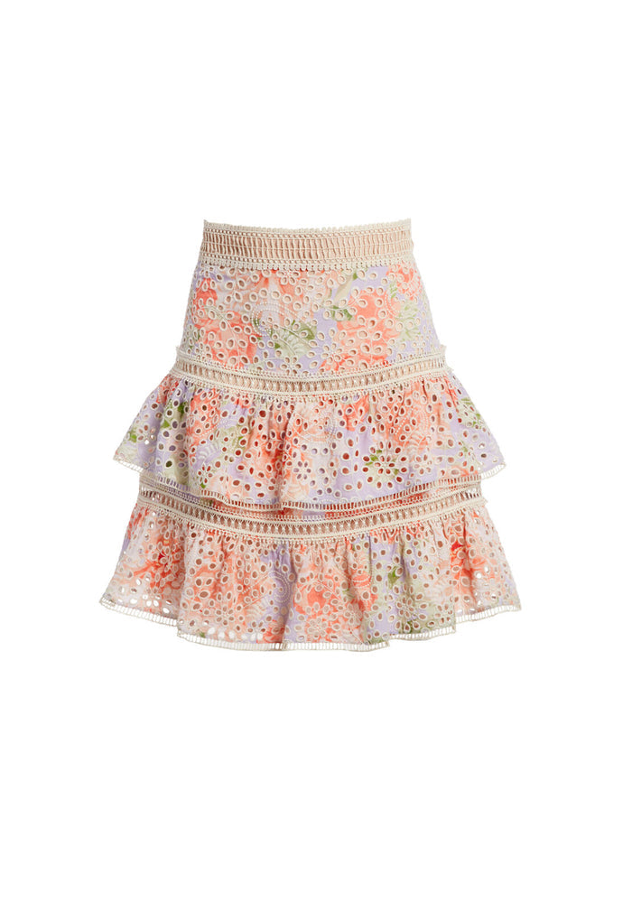 KIRSTEN EMBR EYELET SKIRT - POSY GARDEN DUSTY ORCHID/MULTI