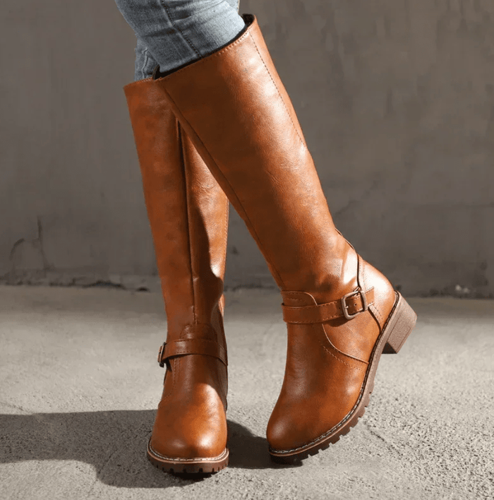 Knee-High Boots Women High Shaft Zipper Closure