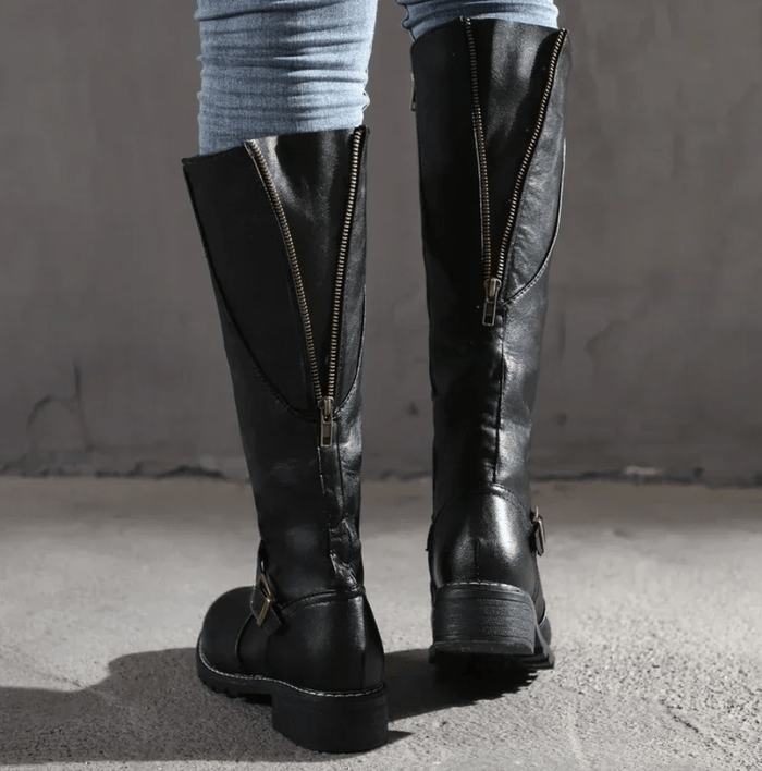 Knee-High Boots Women High Shaft Zipper Closure