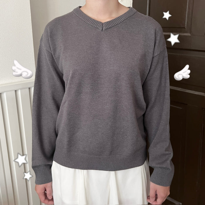 Knitted sweater (grey & white)