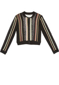 KODY LACE RIBBON ZIP UP CRDGN - BLACK MULTI