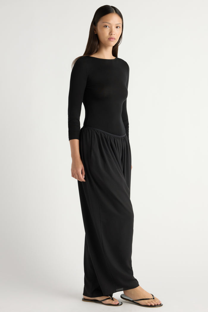 May-Li | Lana Tencel-Wool Slit-Neck Tee in Size Small - Flat