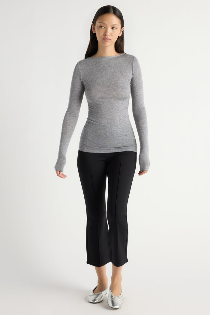 May-Li | Lana Tencel-Wool Slit-Neck Tee in Size Small
