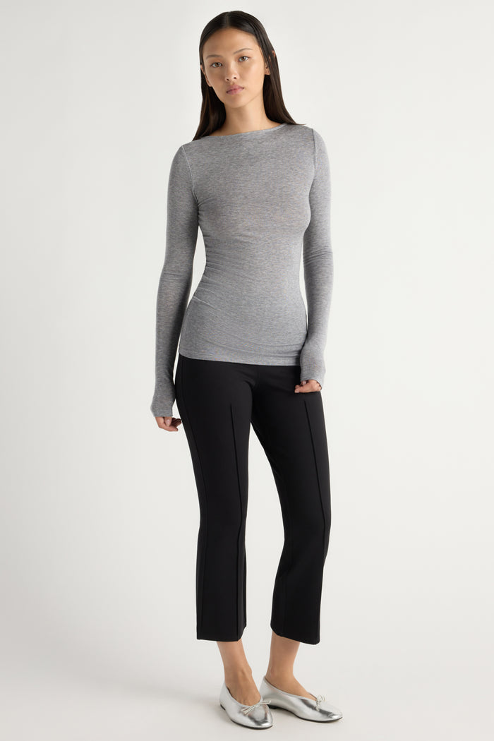 May-Li | Lana Tencel-Wool Slit-Neck Tee in Size Small