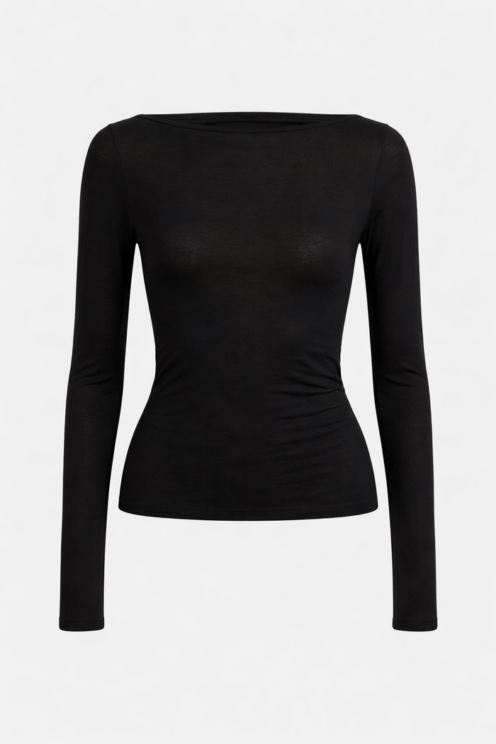 May-Li | Lana Tencel-Wool Slit-Neck Tee in Size Small - Flat