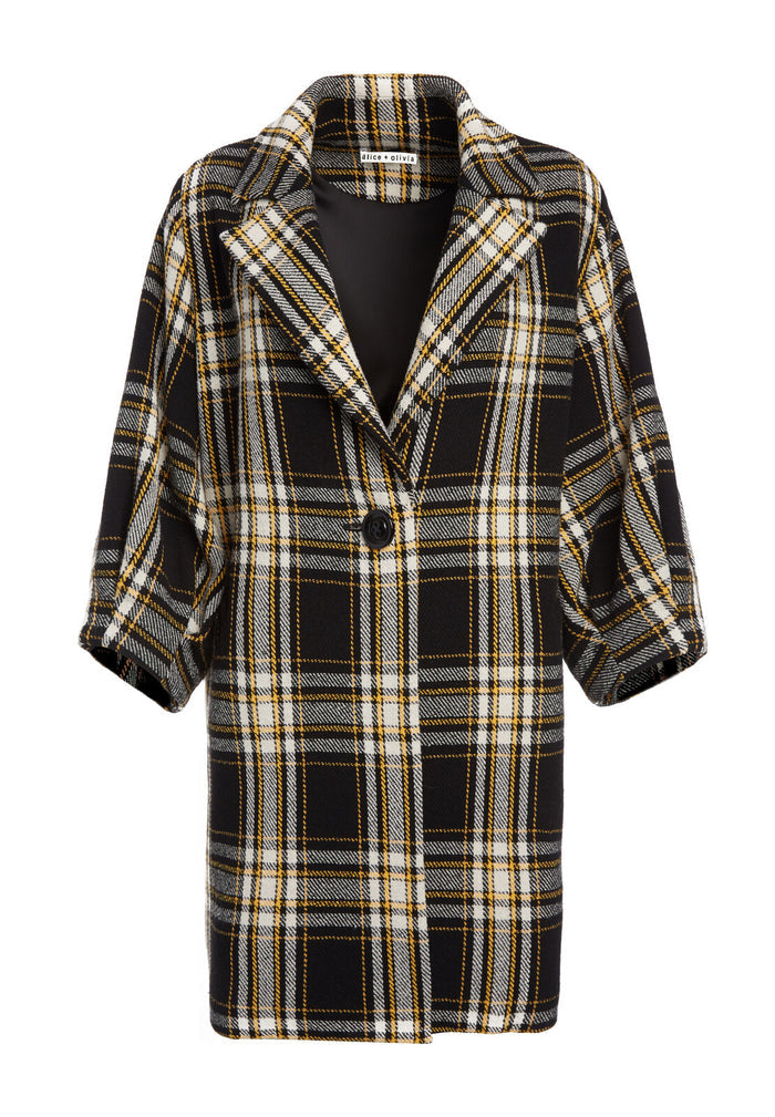 LANCE SEAMED SLV OVRSZD COAT - BLACK / YELLOW