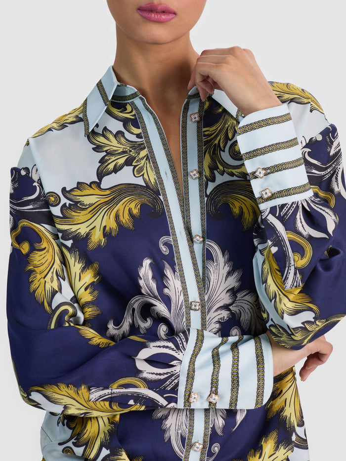 LANE OVERSIZED BUTTON DOWN - ANTIQUE SCROLL