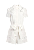 LANNA SS COLLARD ROMPER W BELT - OFF WHITE