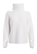 LARA COLD SHOULDER PEARL PULLOVER - WHITE