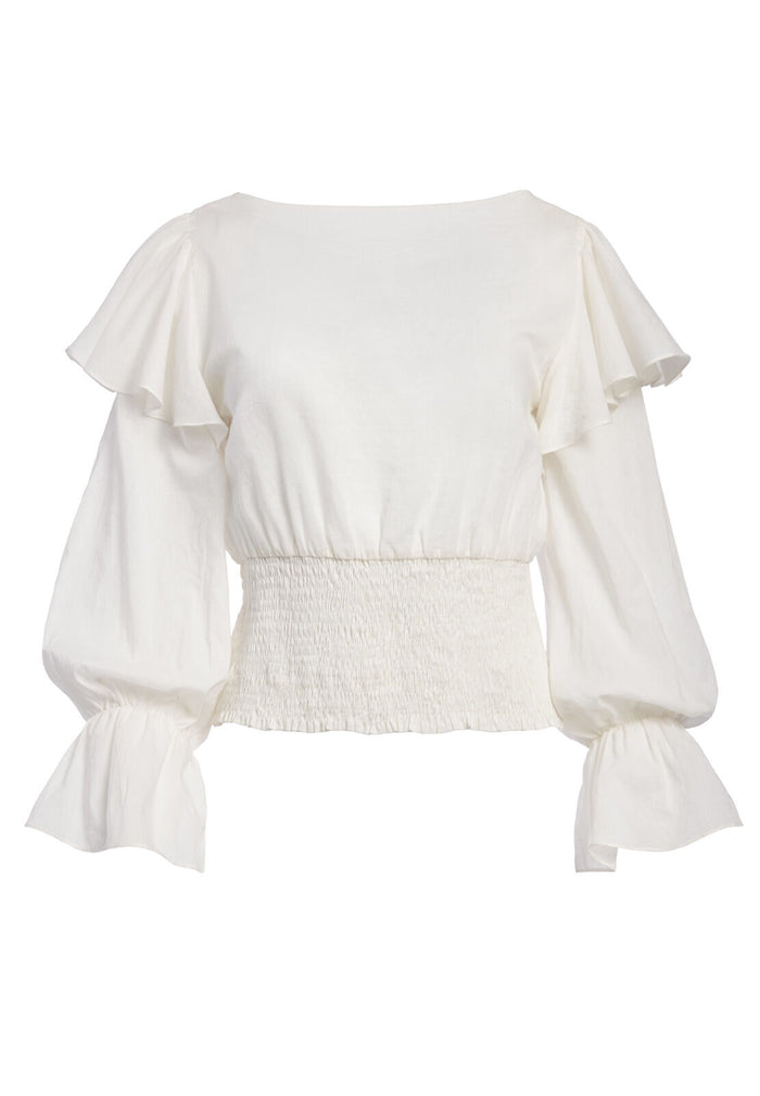 LAYA SMOCKED BLOUSE - OFF WHITE