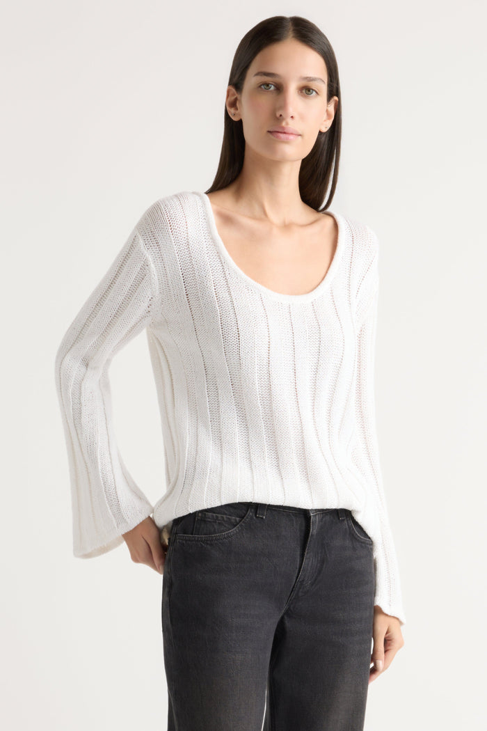Karolina | Leah Ribbed Scoop-Neck Sweater in Size Extra Small
