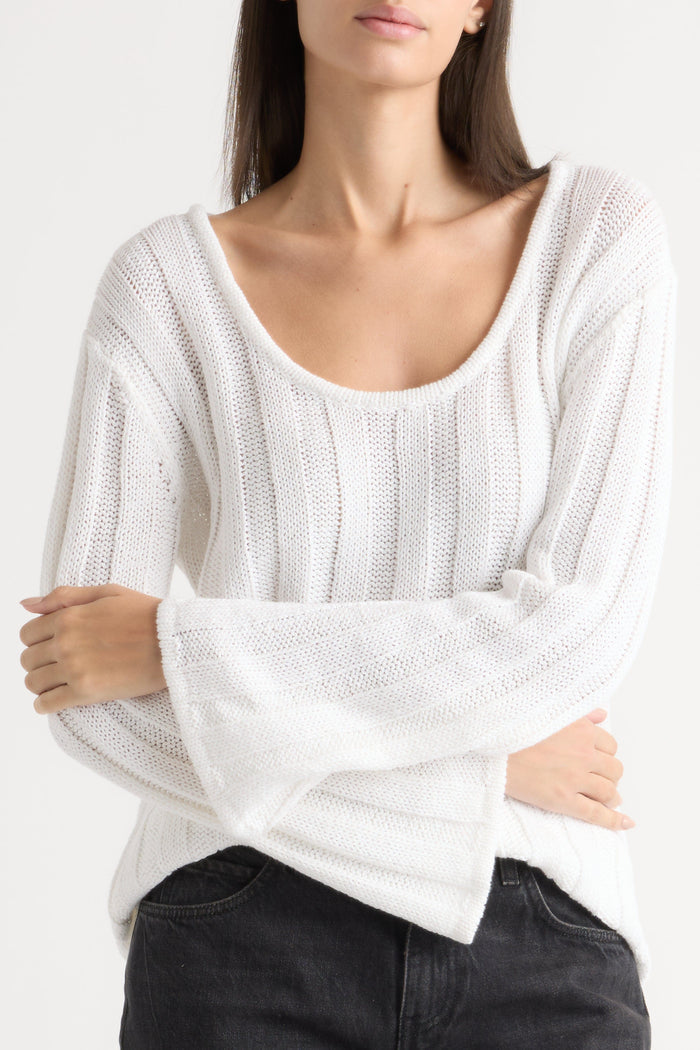 Karolina | Leah Ribbed Scoop-Neck Sweater in Size Extra Small