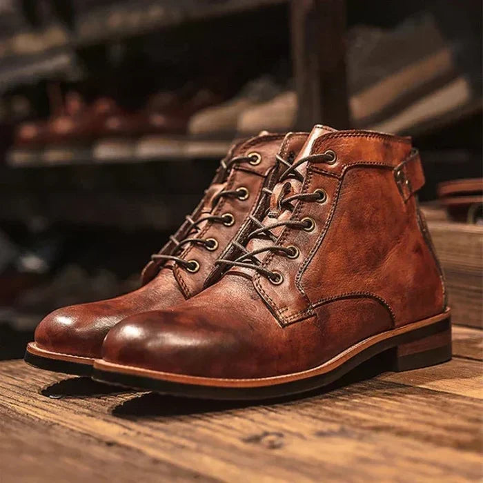 Leather Boots Men High-Top Rugged Stylish