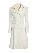 LEILA FIT AND FLARE PLEATED COAT - SOFT WHITE